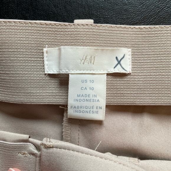 H&M Womens 10 Neutral Beige Business Office Stretch Ankle Trouser Pants Normcore - Picture 6 of 8